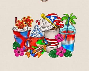Puerto Rico coffee cups png, Boricua Png, coffee cups png design, Puerto Rico flag png, Sublimation Design, Digital Download