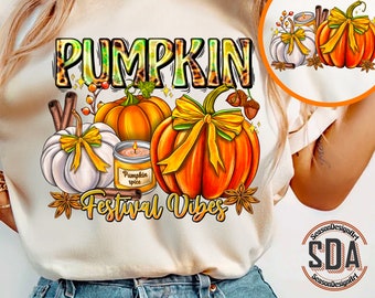 Pumpkin Festival Vibes PNG: Retro Fall Sublimate Design (Digital Download)