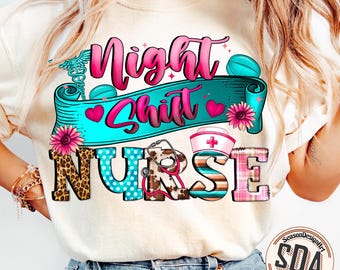 Night Shift Nurse PNG: RN/ER Sublimation Design (Digital Download)