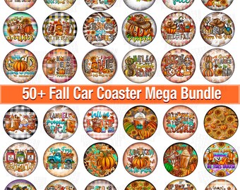 Fall Car Coaster Bundle, Fall Png, Car Coaster Png, Sublimation Car Caoster Png, Autumn Png, Tis the Season Png, Sublimate Design
