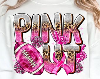 Pink Out Football PNG: Breast Cancer Awareness, Game Day Design (Digital Download