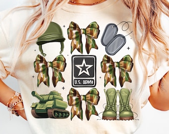 Army Camo Bows PNG: Military Family Day, Patriotic Design (Digital Download)