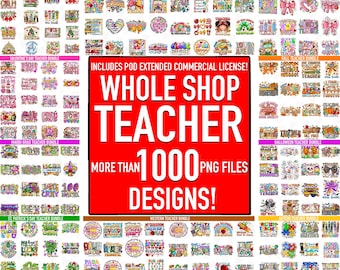 1000+ Teacher Sublimation PNG Bundle: Boho Designs (Digital Download)