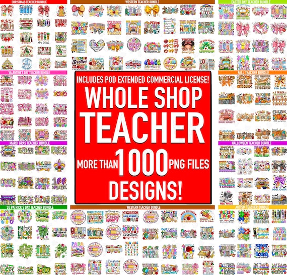 1000+ Teacher Sublimation PNG Bundle: Boho Designs (Digital Download)