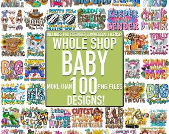 Baby PNG Bundle 100+ Designs, Newborn Sublimation PNG, Baby Shower Graphics, Funny Baby Quotes, Baby Onesie Design, Boy Girl Nursery PNG,