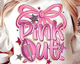 Pink Football Breast Cancer Awareness PNG: Coquette Ribbon Design (Digital Download
