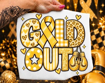 Gold Out PNG, Childhood Cancer PNG, Gold Ribbon Png, Gold Out Design, Childhood Cancer Awareness, Pediatric Cancer Png, Go Gold Png
