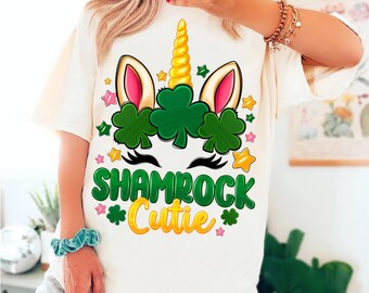 Shamrock cutie Unicorn Png, St Patrick Day Png, Saint Patrick Day Png, Shamrock Png, Cute St Patrick Day Png,Retro St Patrick day png