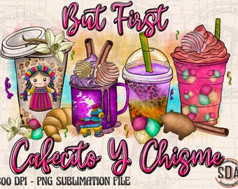 Cafecito y Chisme PNG: Latina Coffee Sublimation Design (Digital Download)