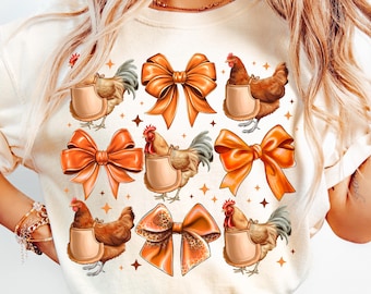 Chicken Coquette Bow PNG: Autumn Kitchen Design (Digital Download)