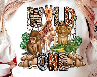 Wild One Safari Animal PNG: Giraffe, Zoo Design (Digital Download
