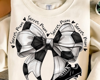 Soccer Mom PNG: Game Day Bow, Checkered Ball (Digital Download