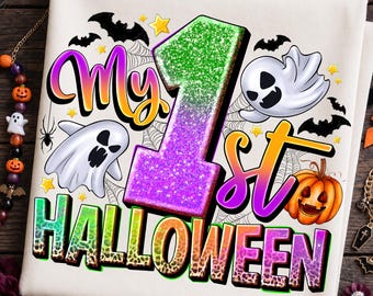 My 1st Halloween Checkered Boo Ghost Pumpkin Png, Halloween Kids Name Png, Coquette Bow, Ballcap, Girl Boy Halloween Png, Spooky Season Png