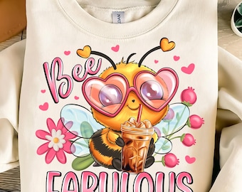 Girls Bee Shirt Design: Pink Sunflowers Glitter PNG (Digital File, Commercial Use)