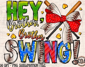 Baseball Brother Swing PNG: Sublimation Design (Digital Download)