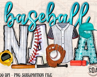 Baseball Nana Clipart: Transparent PNG File for Sublimation