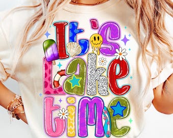 Retro Lake Time PNG: Summer Beach Shirt Design (Digital Download)