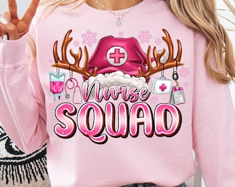 Pink Christmas Nurse Squad PNG: Preppy Nurse Life (Digital Download