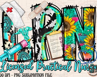 LPN Nurse Western Design: Sublimation PNG (Digital Download)