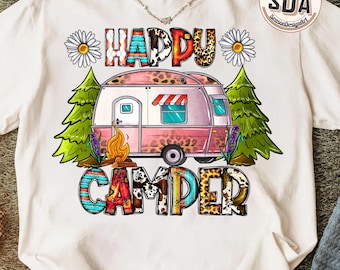 Happy Camper Png, Camping Png, Retro Camper Png, RV Camping Png, Glamping Png, Camp Life Png, Digital Download
