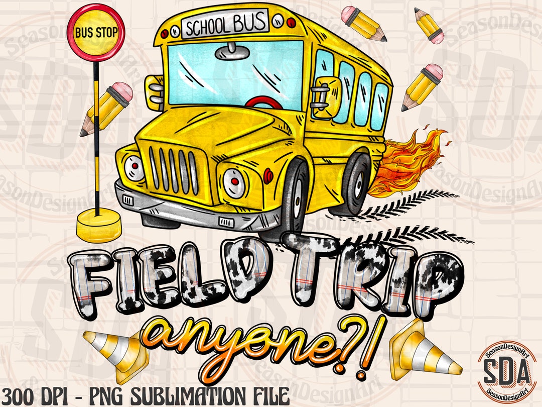 Magic School Bus Field Trip PNG: Students Sublimation Design (digital ...
