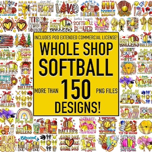 150+ Files Softball PNG Bundle, Softball Lover, Softball Family, Softball Vibes Png, Softball Coquette, Sport Shirt Design Png, Digital File