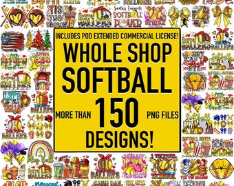 150+ Files Softball PNG Bundle, Softball Lover, Softball Family, Softball Vibes Png, Softball Coquette, Sport Shirt Design Png, Digital File