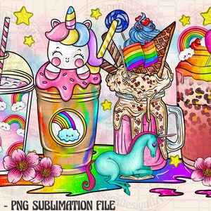 Unicorn Coffee Cups Png Sublimation Design, Coffee Cups Png, Unicorn ...