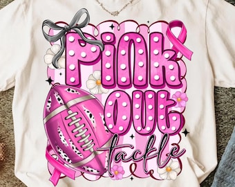 Preppy Pink Football Tackle PNG: Breast Cancer Awareness (Digital Download