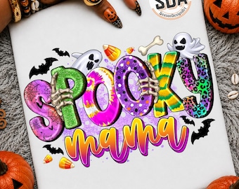 Spooky Mama Png, Coquette Halloween Png, Spooky Season Png, Retro Halloween Png, Fall Png, Halloween Shirt Sublimation Designs Png
