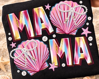 Mama Clam Pearl Bow Png, Summer Vibes Pink Clam Png,sublimation Seashell Mama Design,Seashell tropical,Summer Mama Png,Tropical Mama Design