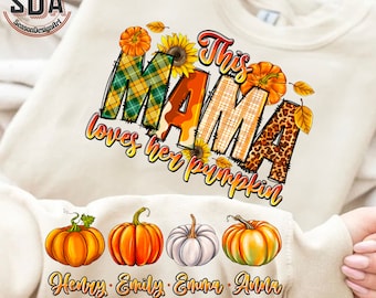 Personalized Mama Pumpkin PNG: Kids Names Sublimation Design (Digital Download)