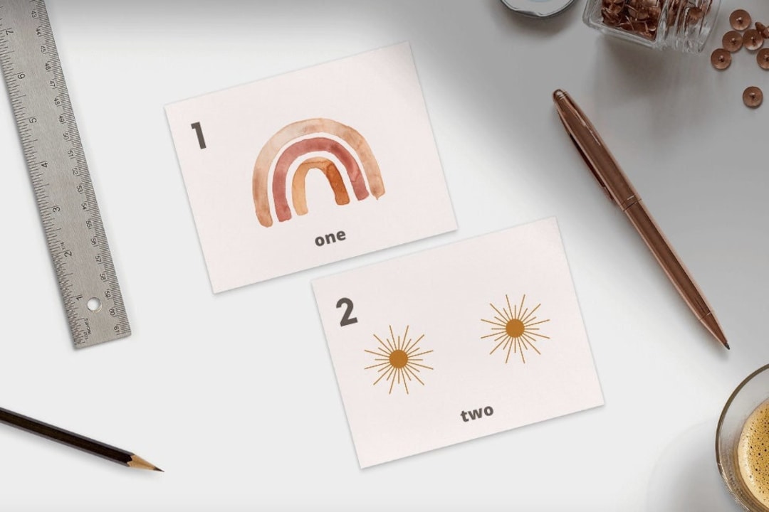 Modern Aesthetic Boho Number Flashcards 1-10 Preschool - Etsy