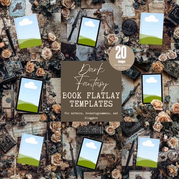 Dark Fantasy Flatlay Bookstagram Posts- Book Flatlay Templates- Book Mockups- Instagram Post Templates- Author Instagram