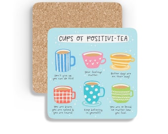 Positive Affirmation Quotes | Wooden Coaster | 9cm x 9cm | Positive Tea Mindfulness | Friendship Gift, Thank You Gift, Best Friend Bestie