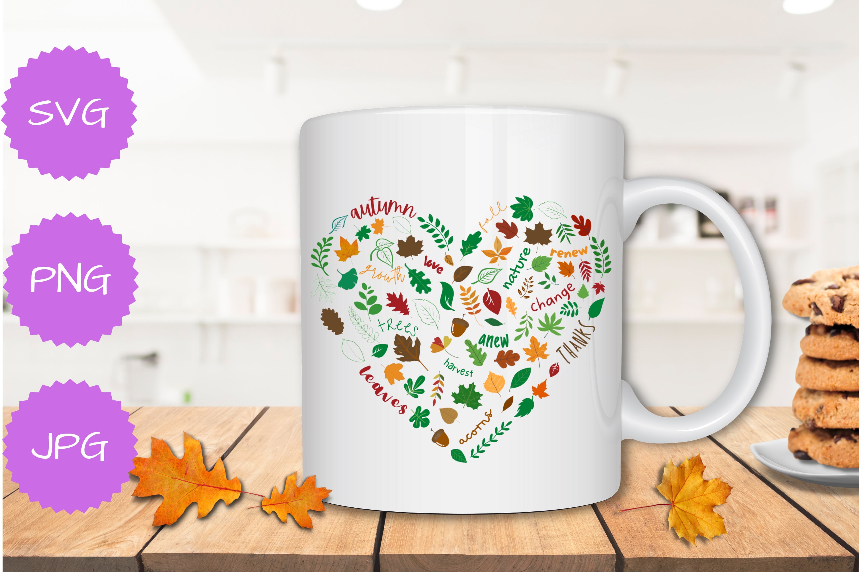 Fall Leaves Heart SVG, Sentimental Fall Words SVG, Cute Fall Png ...