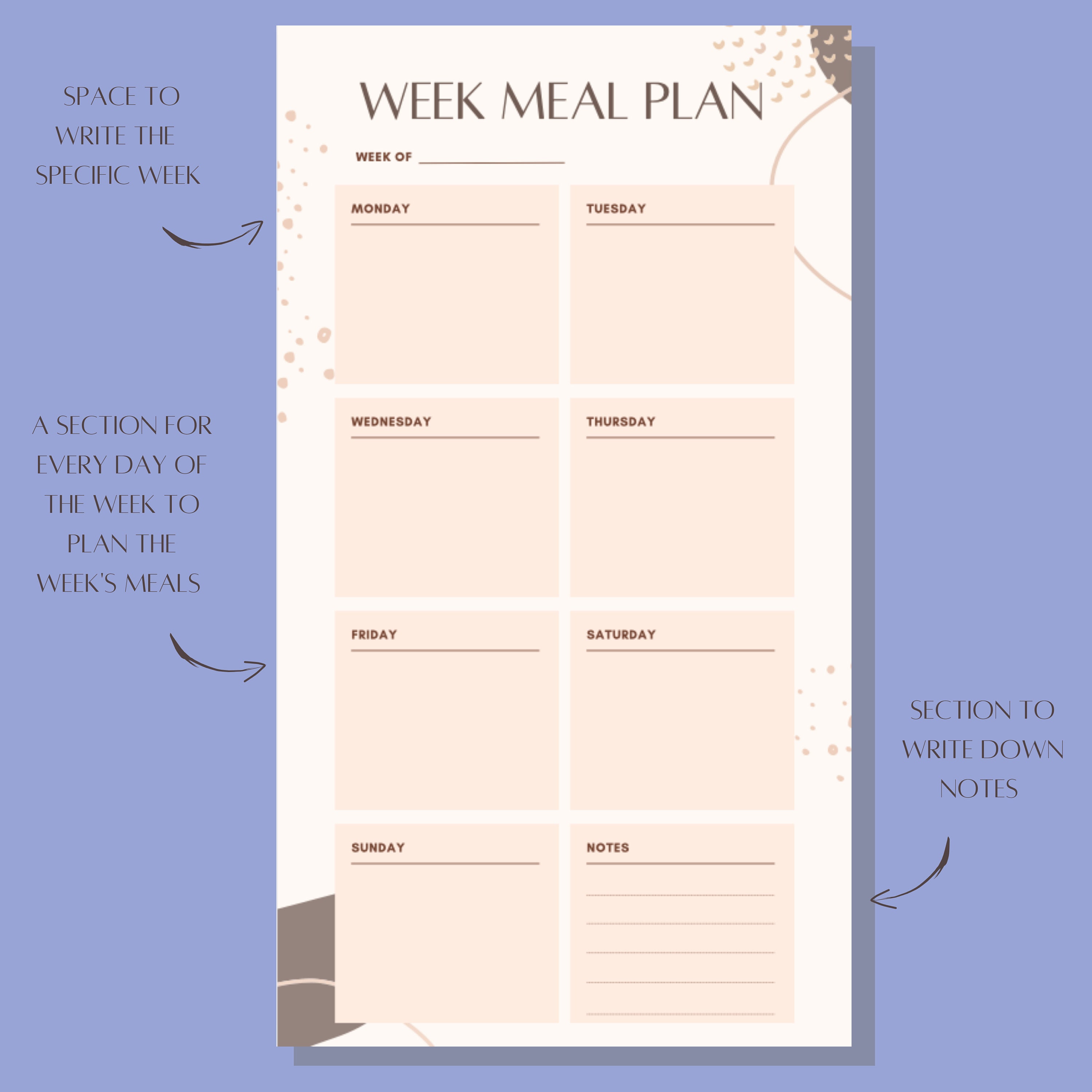 Grocery List/ Daily Meal Plan/ Weekly Meal Plan/ Recipe List Template