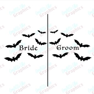 Braut und Bräutigam Fledermäuse SVG | Halloween Verlobung SVG | Til Death Do Us Part Themen SVG | Geschnittene Datei