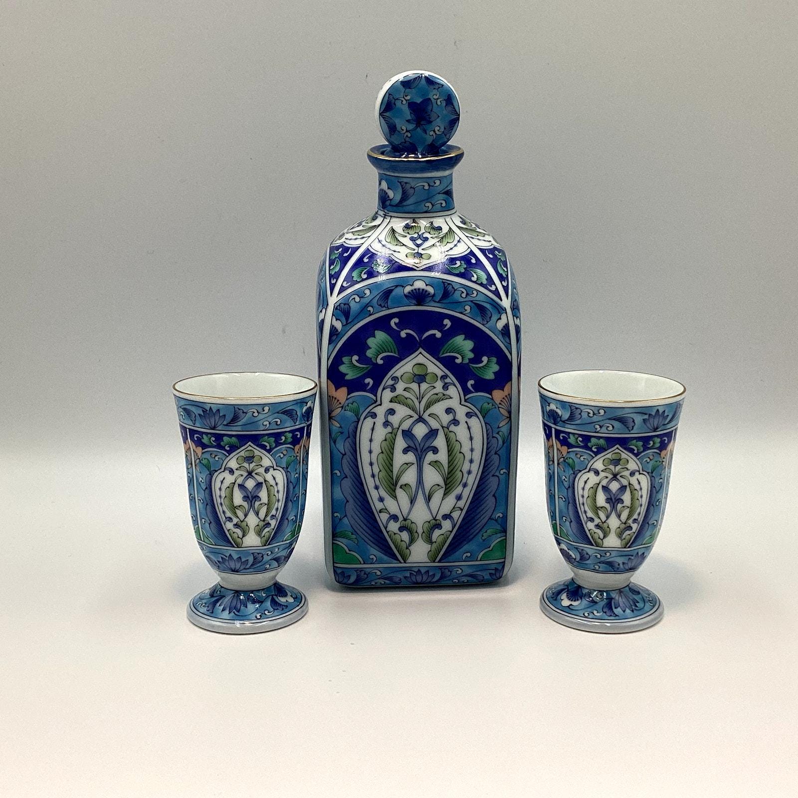 Vintage Blue Sake Bottle - Etsy