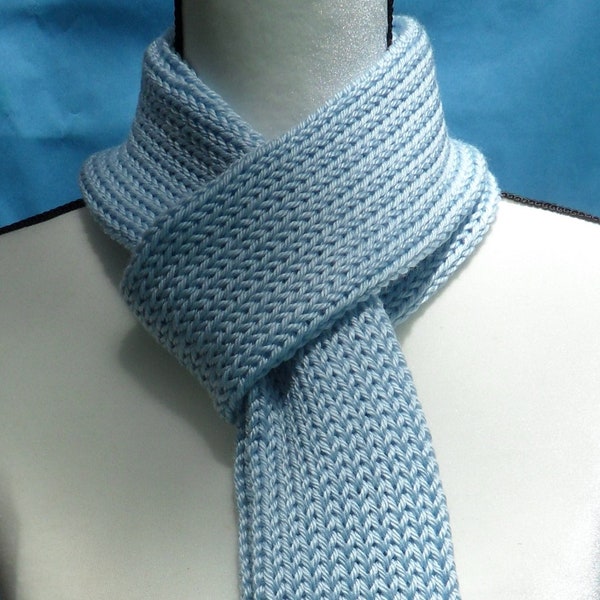Hand Made knitted Women's scarf and matching hat Soft Blue
