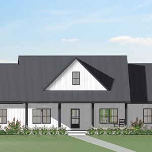 Modern Farmhouse House Plan - Single Story - Ranch - 3 Bedrooms - 2.5 Bath - 2000 sqft - H1