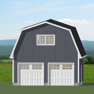 2 Car Garage Plan with Second Floor Storage - 28&#39; x 24&#39; - Blueprint Construction Floor Plan (G5)