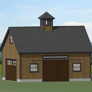1 Car Garage Plan - 28&#39; x 20&#39; - Blueprint Construction Floor Plan (G4)