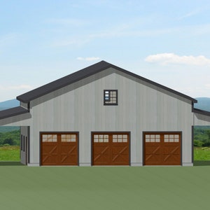3 Car Garage Plan - 40&#39; x 30&#39; - with Second Floor Storage (G2)