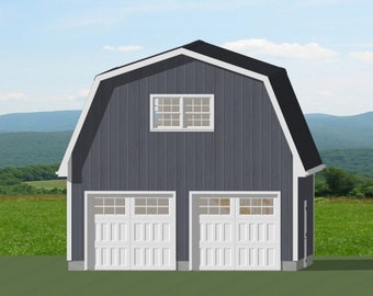 2 Car Garage Plan with Second Floor Storage - 28&#39; x 24&#39; - Blueprint Construction Floor Plan (G5)
