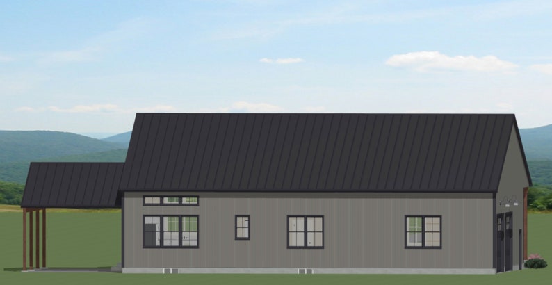 Barndominium House Plan Luxury Barndominium Ranch with 2 Bedrooms 1500 sqft Floorplan H11 image 3