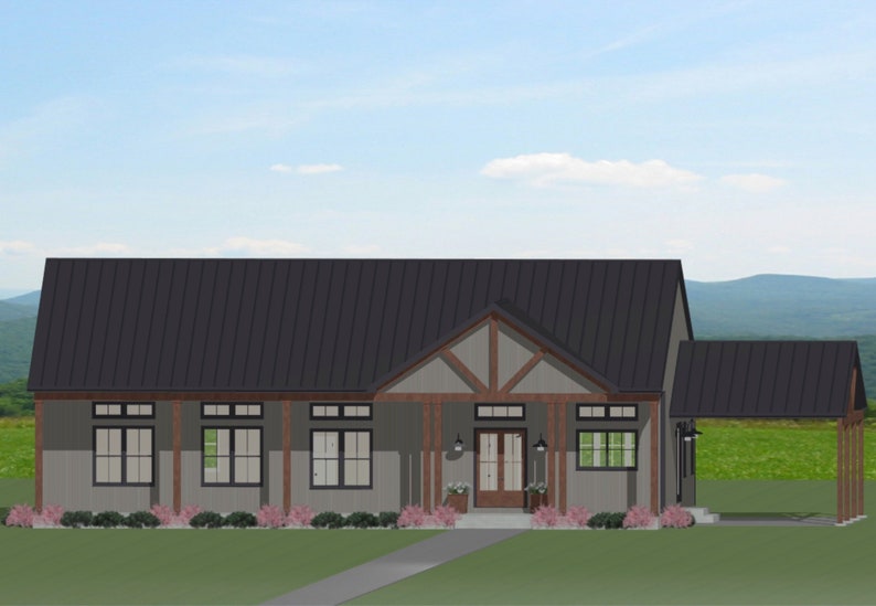 Barndominium House Plan Luxury Barndominium Ranch with 2 Bedrooms 1500 sqft Floorplan H11 image 1