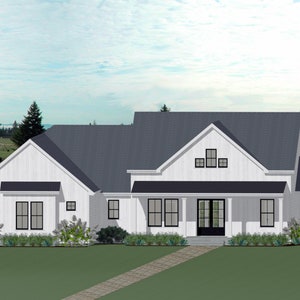 Modern Farmhouse House Plan - Luxury Farmhouse with 3 Bedrooms - 2500 sqft - House Plan  H8