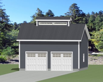 2 Car Garage Plan Blueprint with Cupola - 26&#39; x 24&#39;