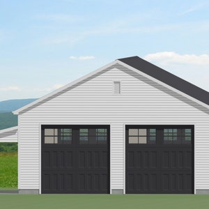 RV Trailer Garage Plan, 4 Car - 50&#39; x 40&#39; with double 14&#39; Doors on each end- Blueprint Construction Floor Plan (G6)
